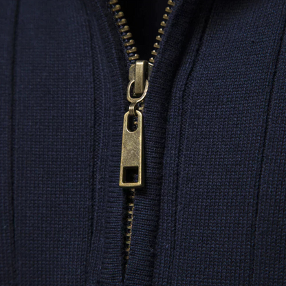 Pull homme à demi-zip en maille côtelée