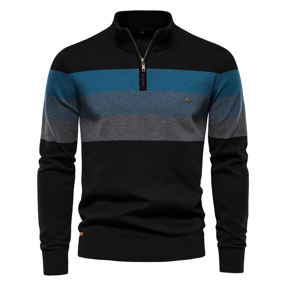 Pull homme à demi-zip rayé