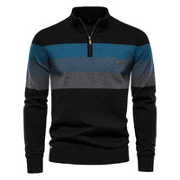 Pull homme à demi-zip rayé