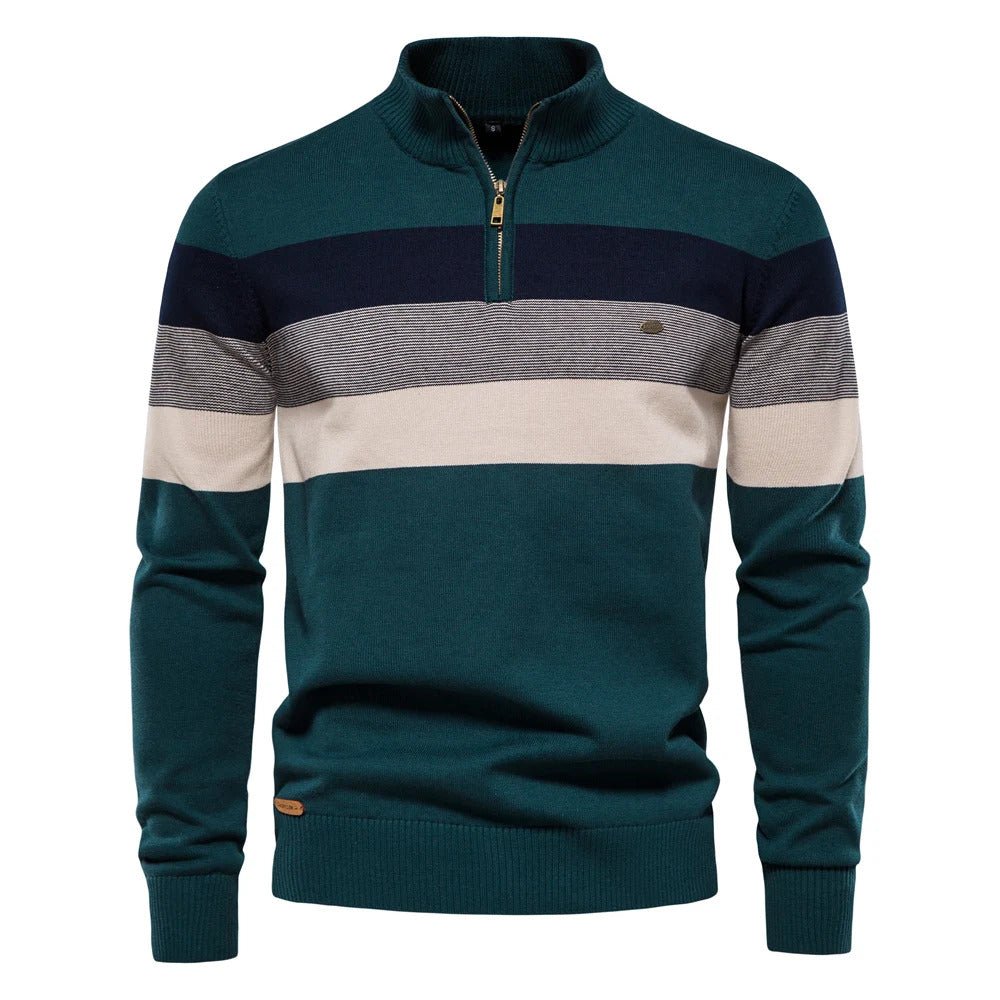 Pull homme à demi-zip rayé