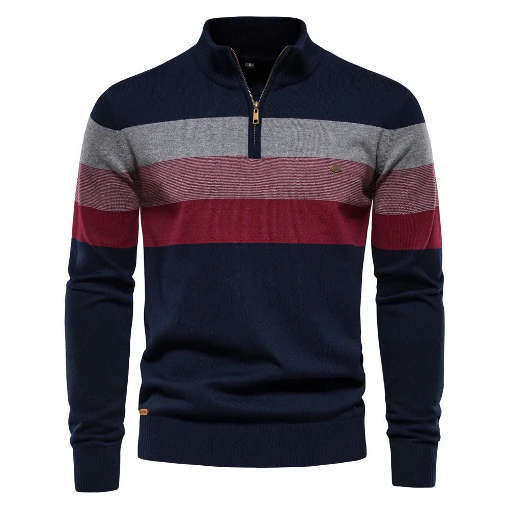 Pull homme à demi-zip rayé