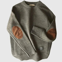 Pull homme col rond à coudières