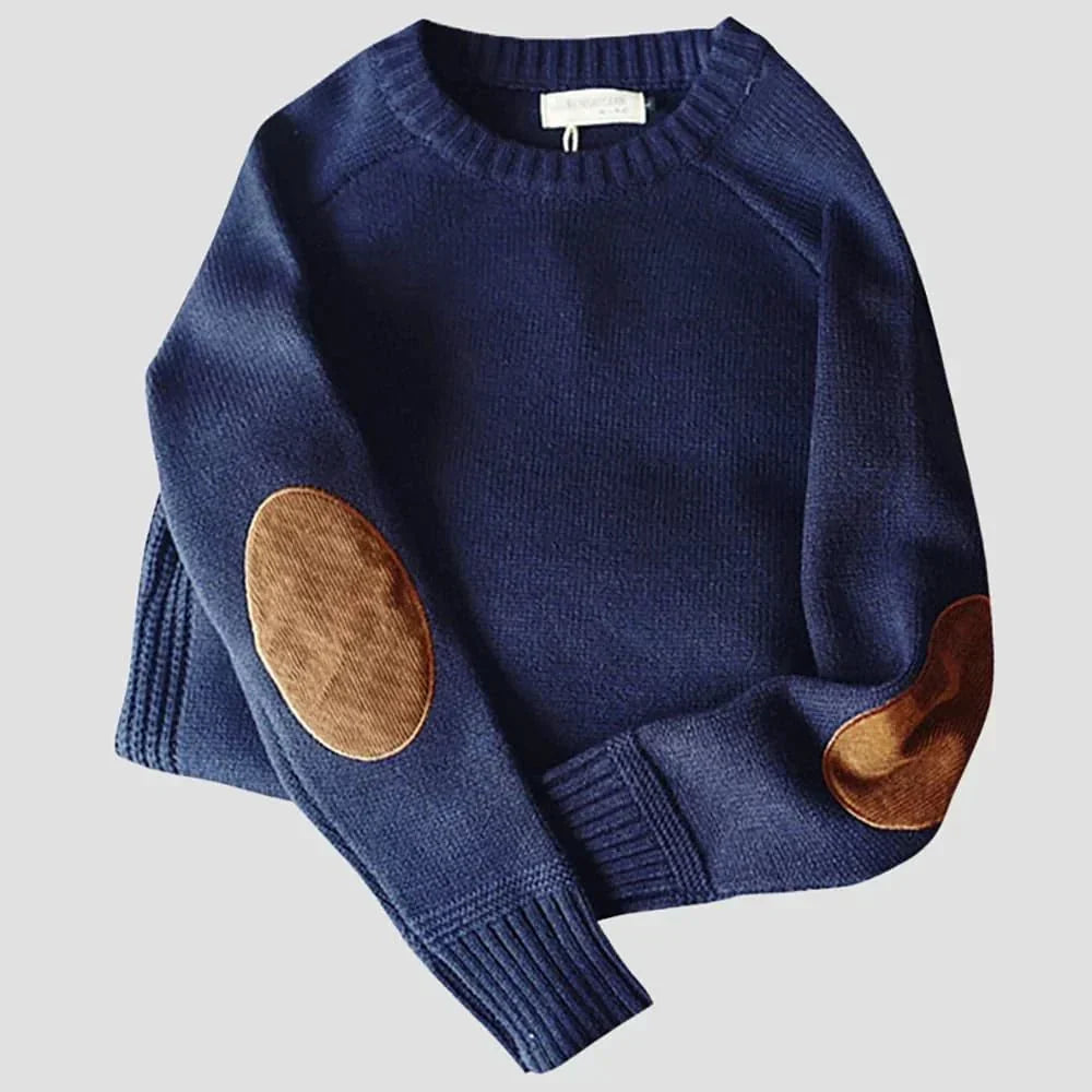 Pull homme col rond à coudières