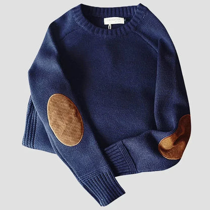 Pull homme col rond à coudières