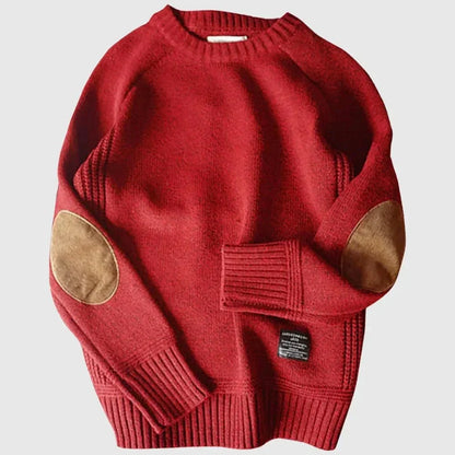 Pull homme col rond à coudières
