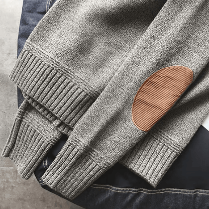 Pull homme col rond à coudières