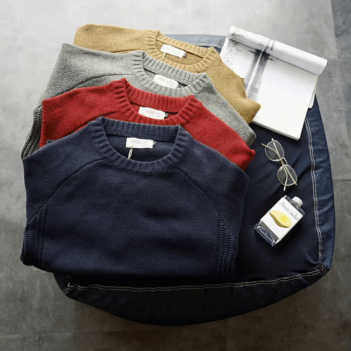Pull homme col rond à coudières