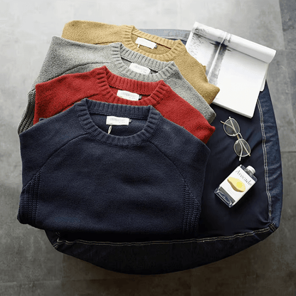 Pull homme col rond à coudières