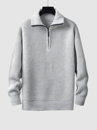 Pull homme en maille côtelée à col zippé 1/4