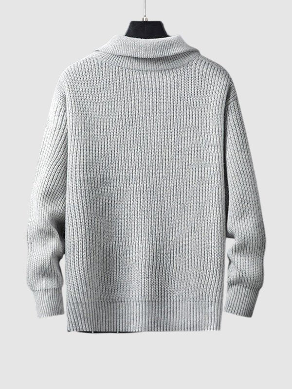 Pull homme en maille côtelée à col zippé 1/4