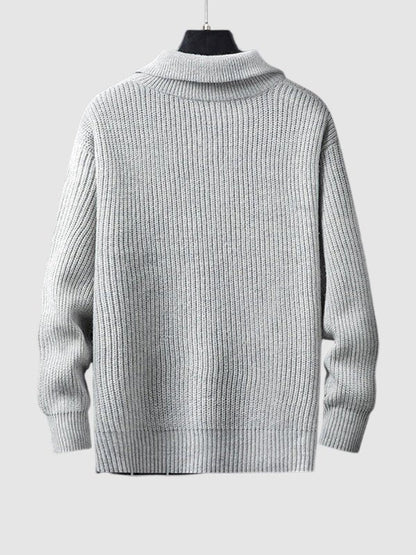 Pull homme en maille côtelée à col zippé 1/4