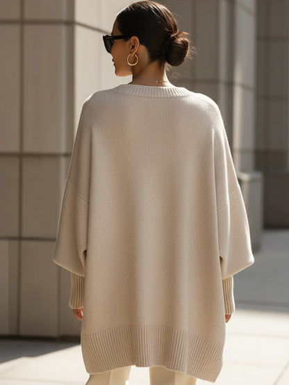Pull oversize à col rond pour femme