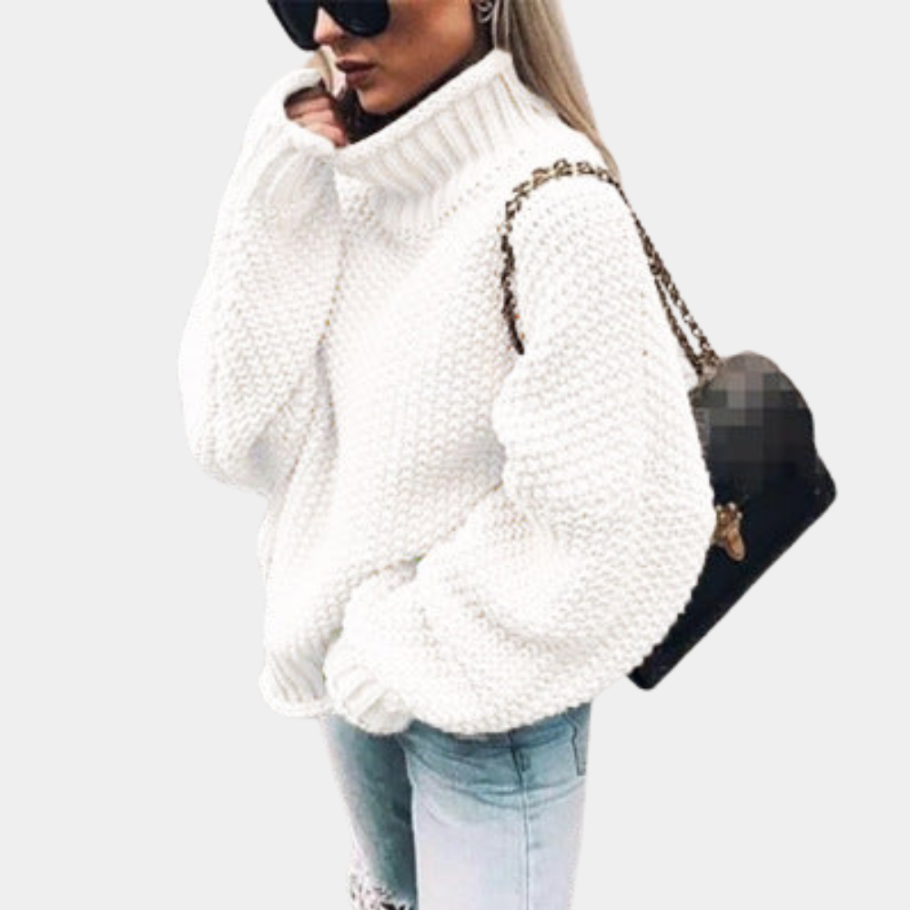 Pull oversize à col roulé en maille pour femme
