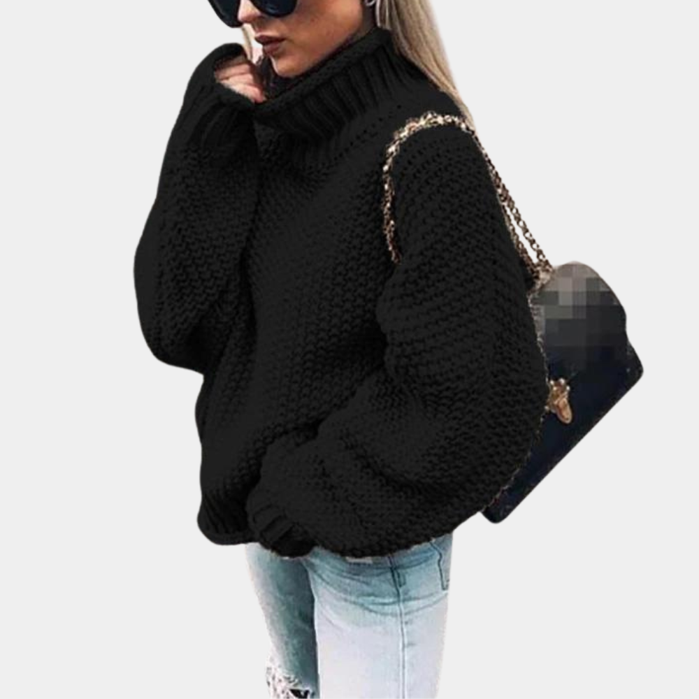 Pull oversize à col roulé en maille pour femme
