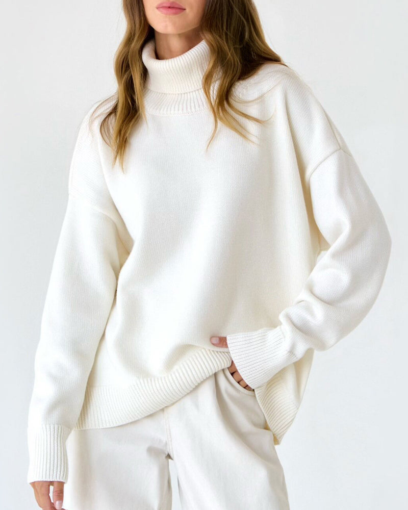 Pull oversize à col roulé femme