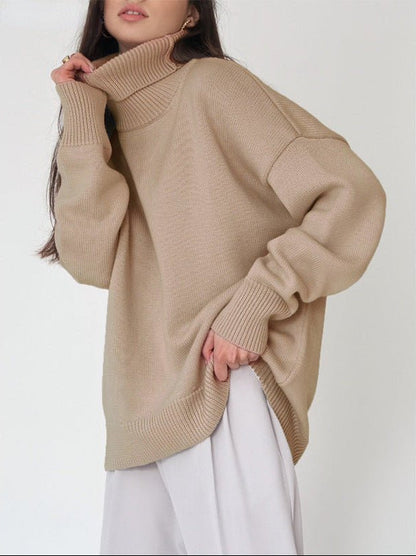 Pull oversize à col roulé femme