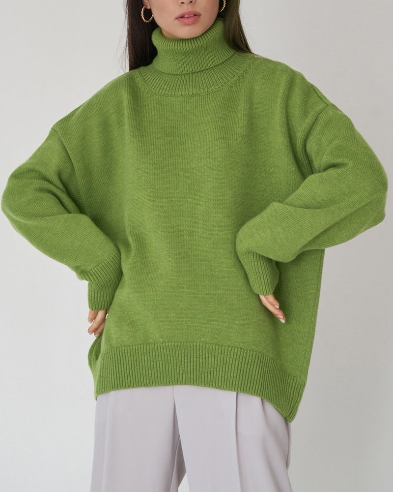 Pull oversize à col roulé femme