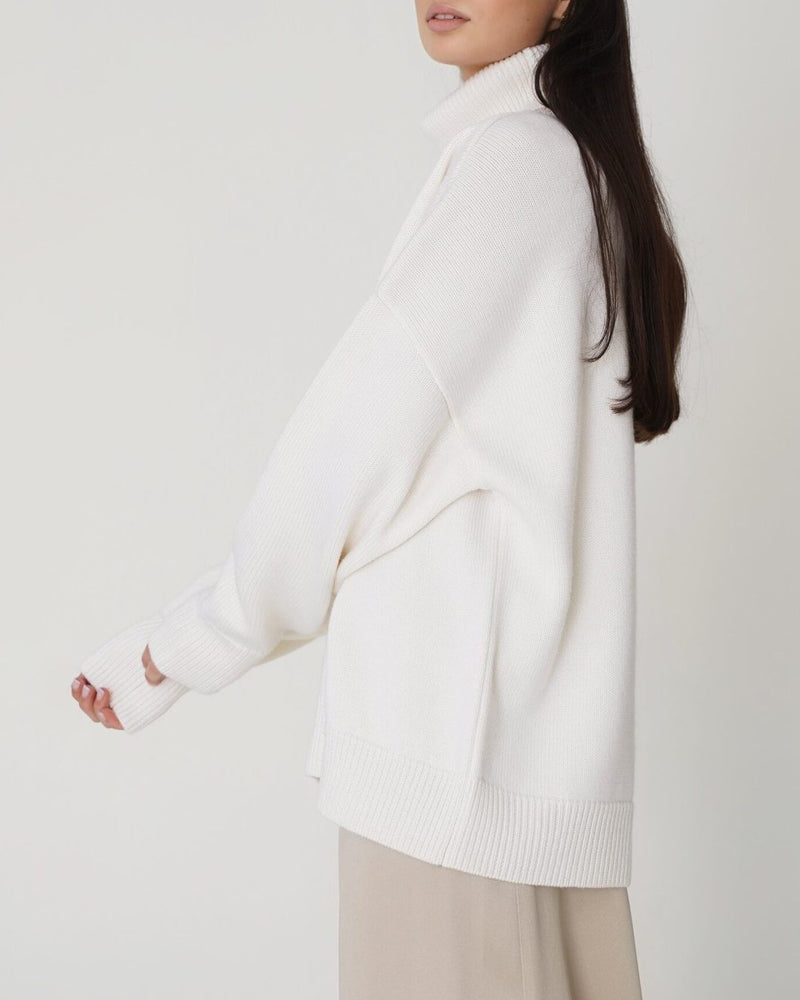 Pull oversize à col roulé femme