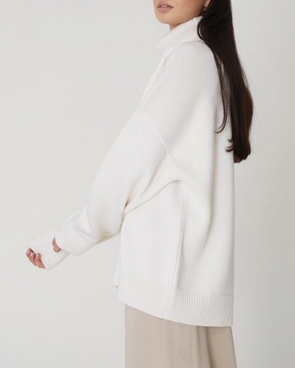 Pull oversize à col roulé femme