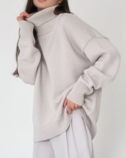 Pull oversize à col roulé femme