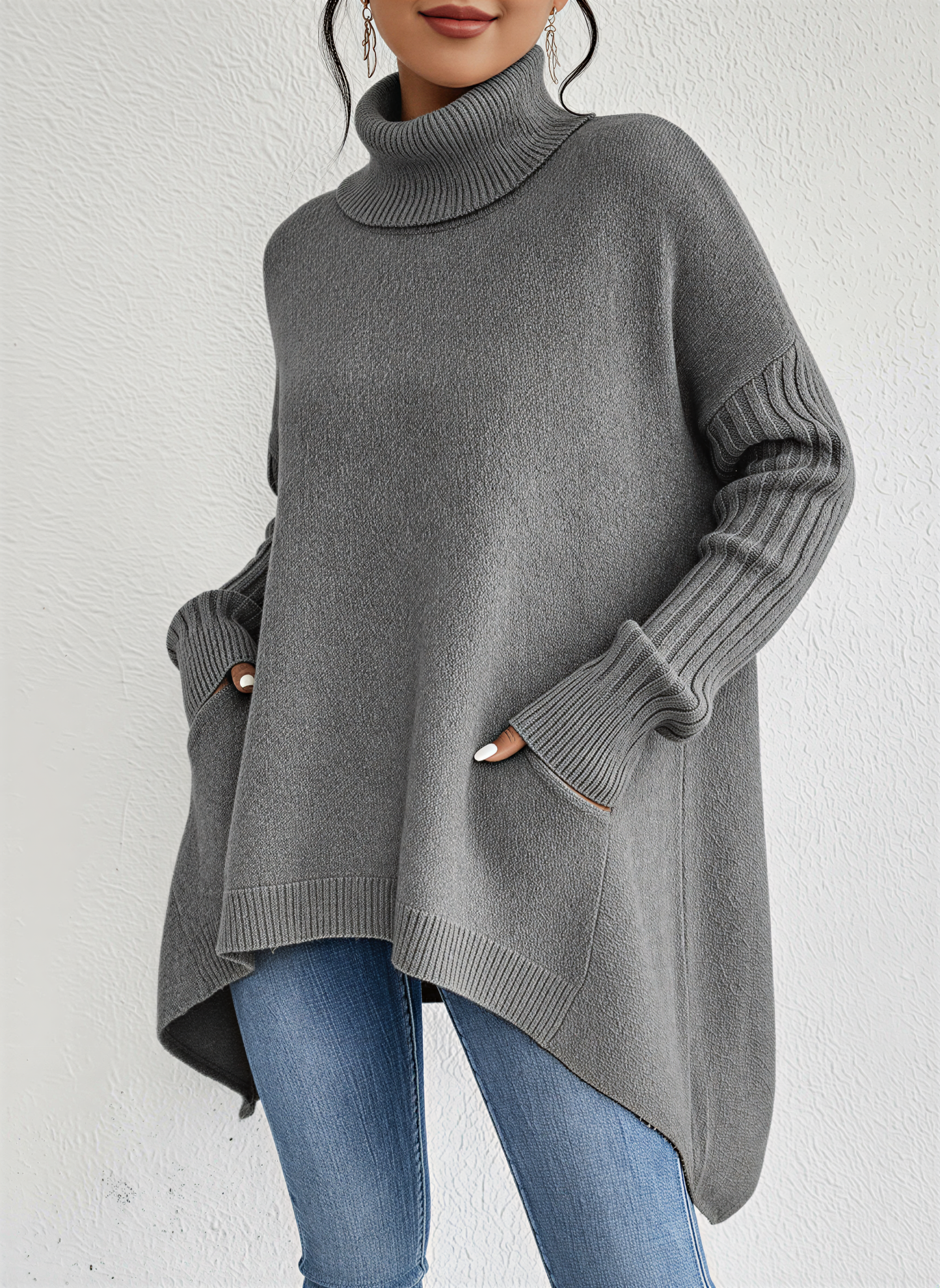 Pull oversize à col roulé pour femme
