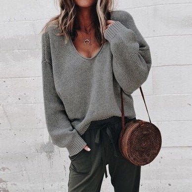 Pull oversize à col V pour femme