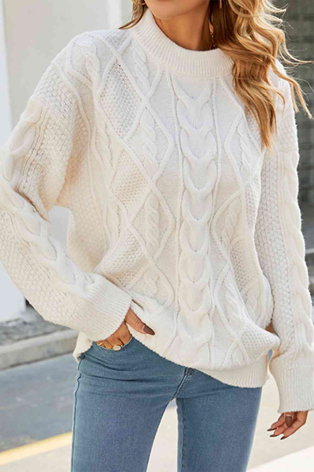 Pull oversize à torsades pour femme