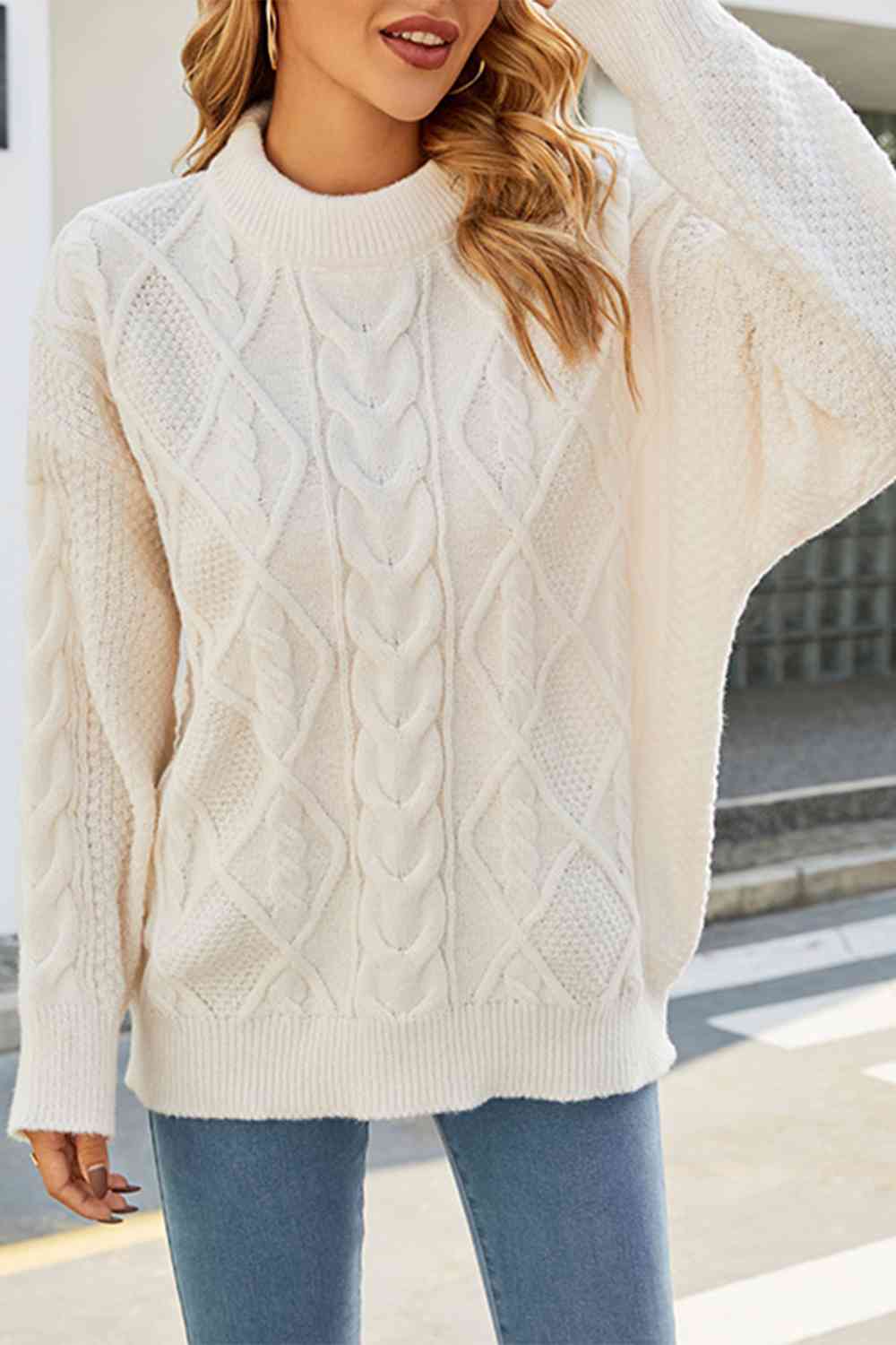 Pull oversize à torsades pour femme