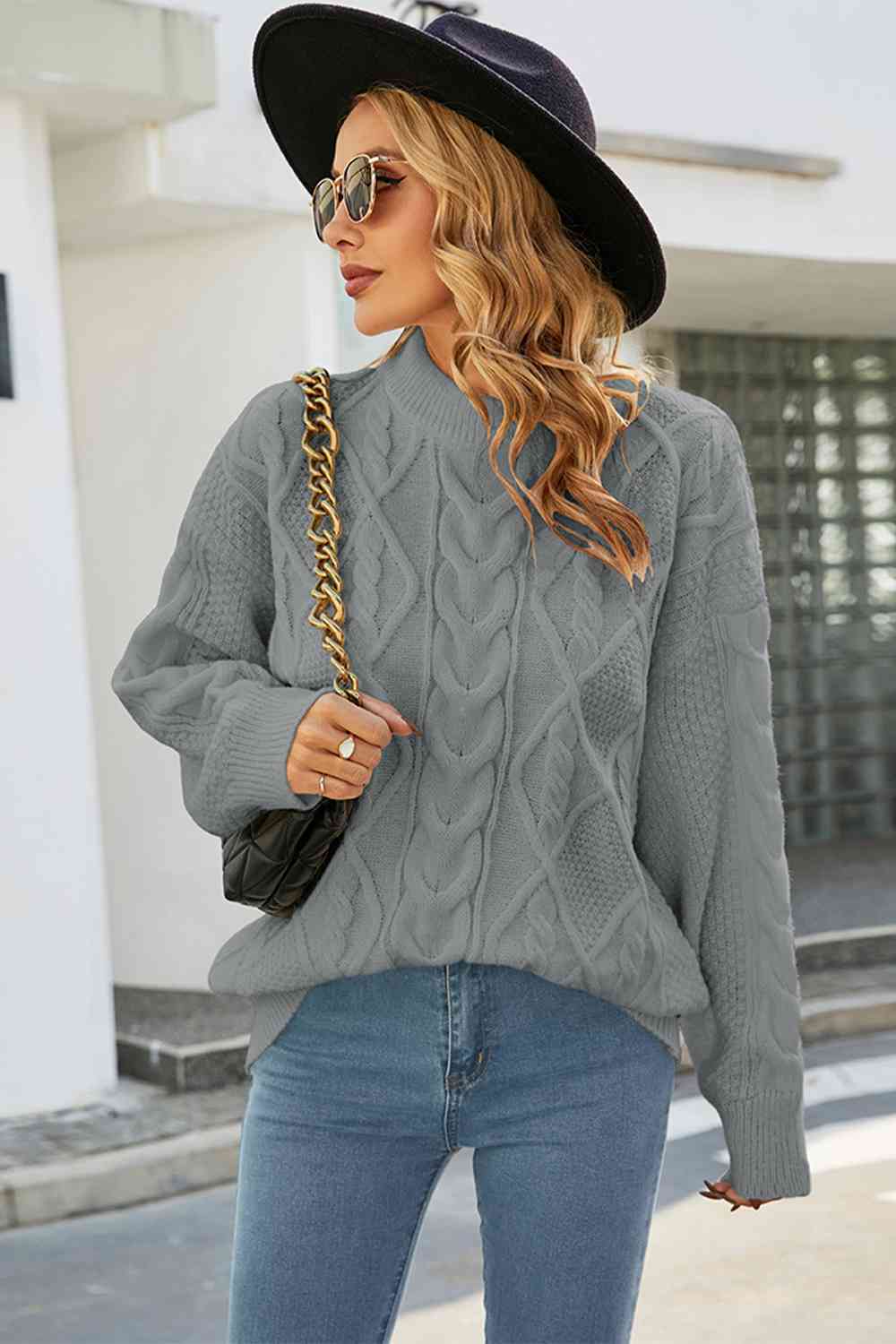 Pull oversize à torsades pour femme