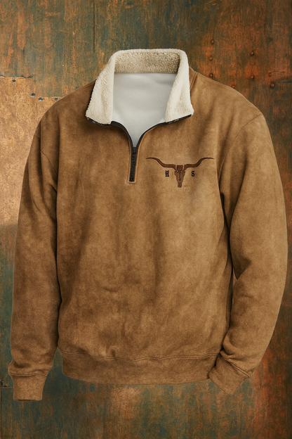 Pull polaire western à col zippé 1/4 pour homme