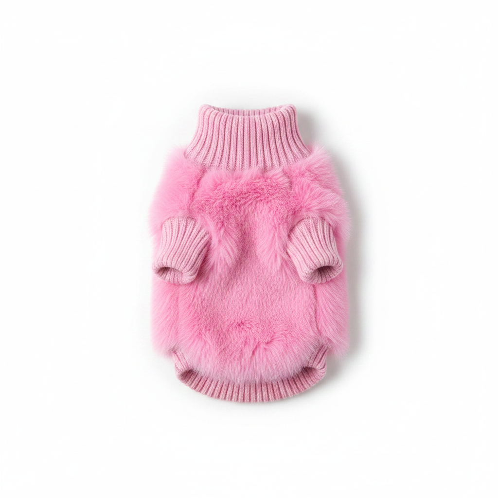 Pull pour chien en maille à col roulé, doux et duveteux