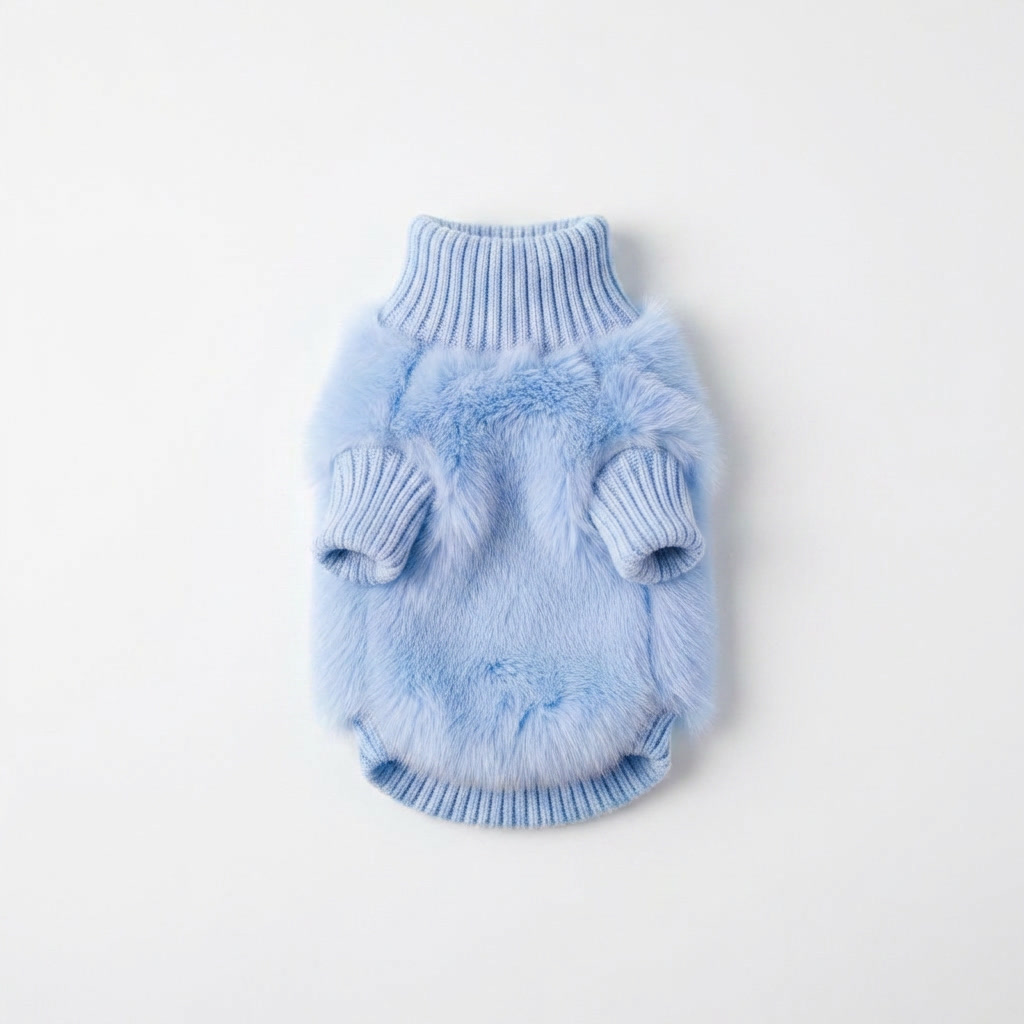 Pull pour chien en maille à col roulé, doux et duveteux