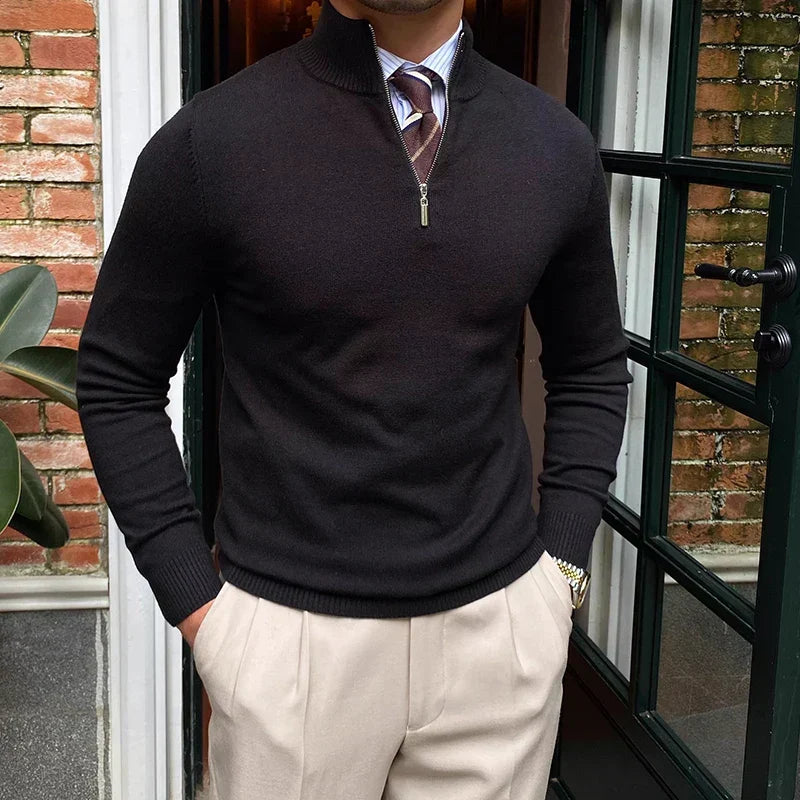 Pull pour homme à col zippé 1/4