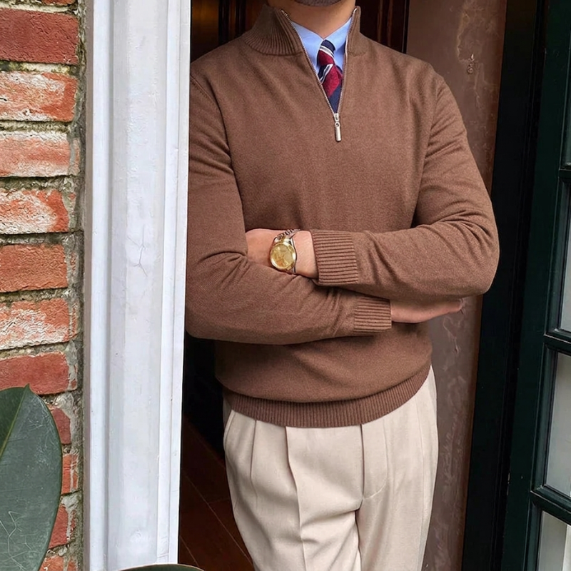Pull pour homme à col zippé 1/4