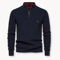 Pull pour homme en maille côtelée à demi-zip