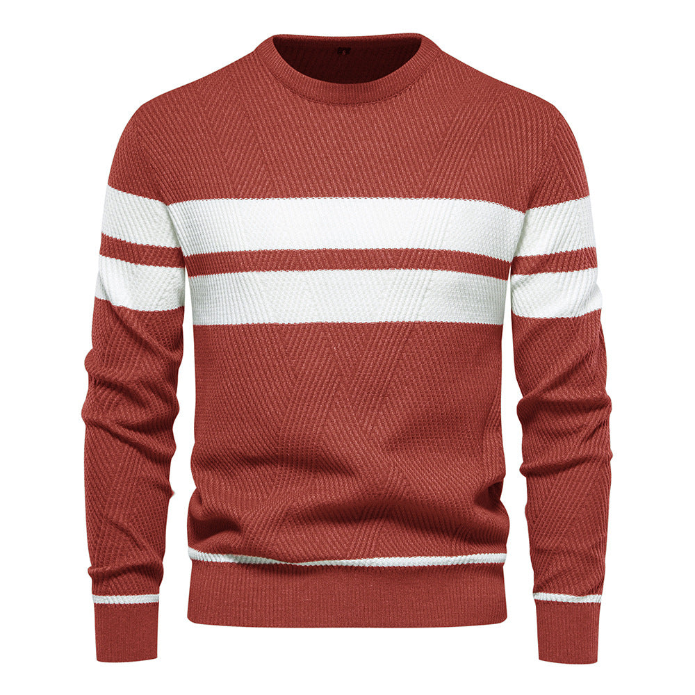 Pull rayé à col rond pour homme