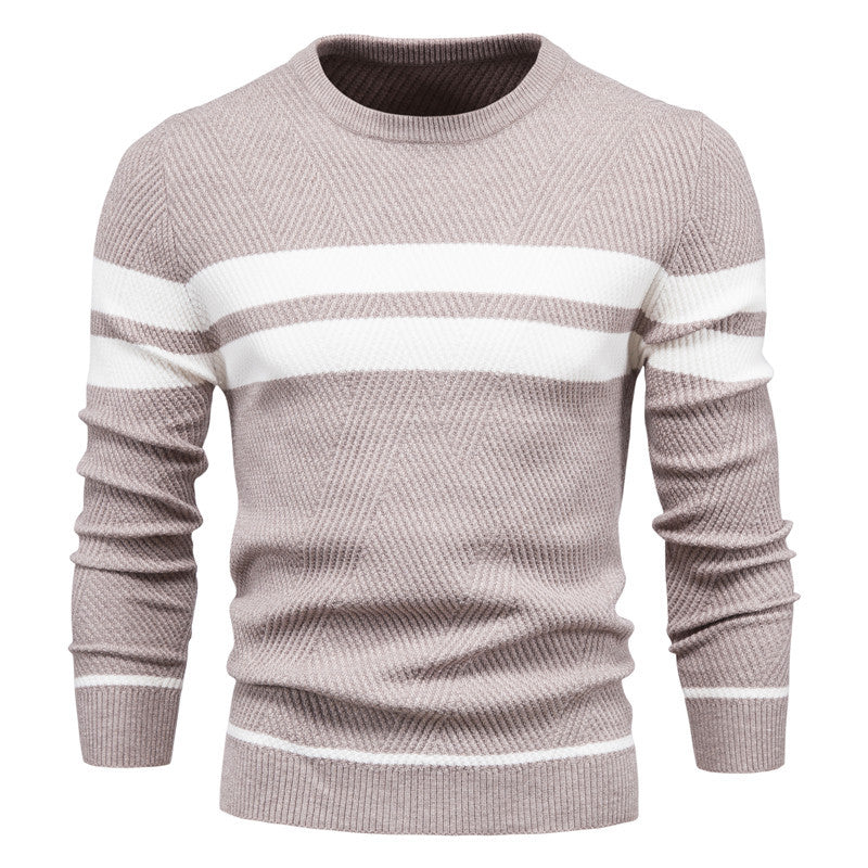 Pull rayé à col rond pour homme