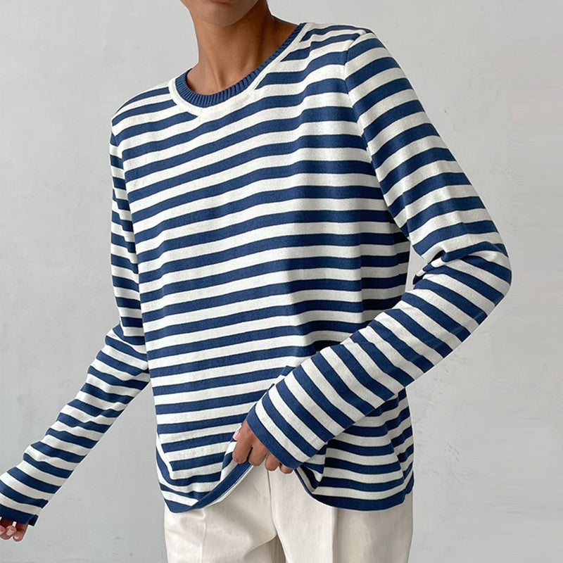 Pull rayé coupe décontractée pour femme