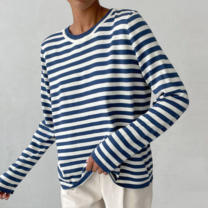 Pull rayé coupe décontractée pour femme