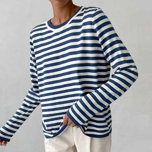 Pull rayé coupe décontractée pour femme