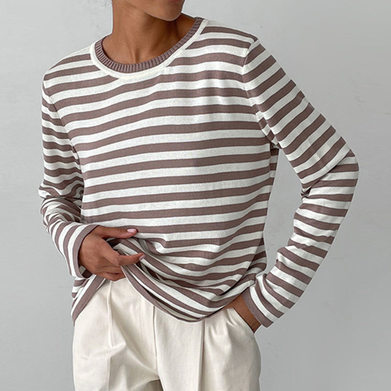 Pull rayé coupe décontractée pour femme