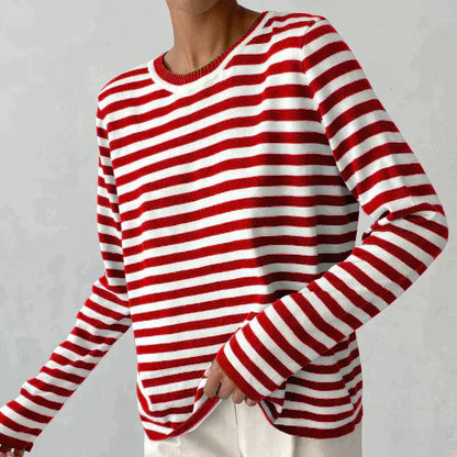 Pull rayé coupe décontractée pour femme