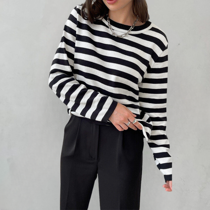 Pull rayé coupe décontractée pour femme