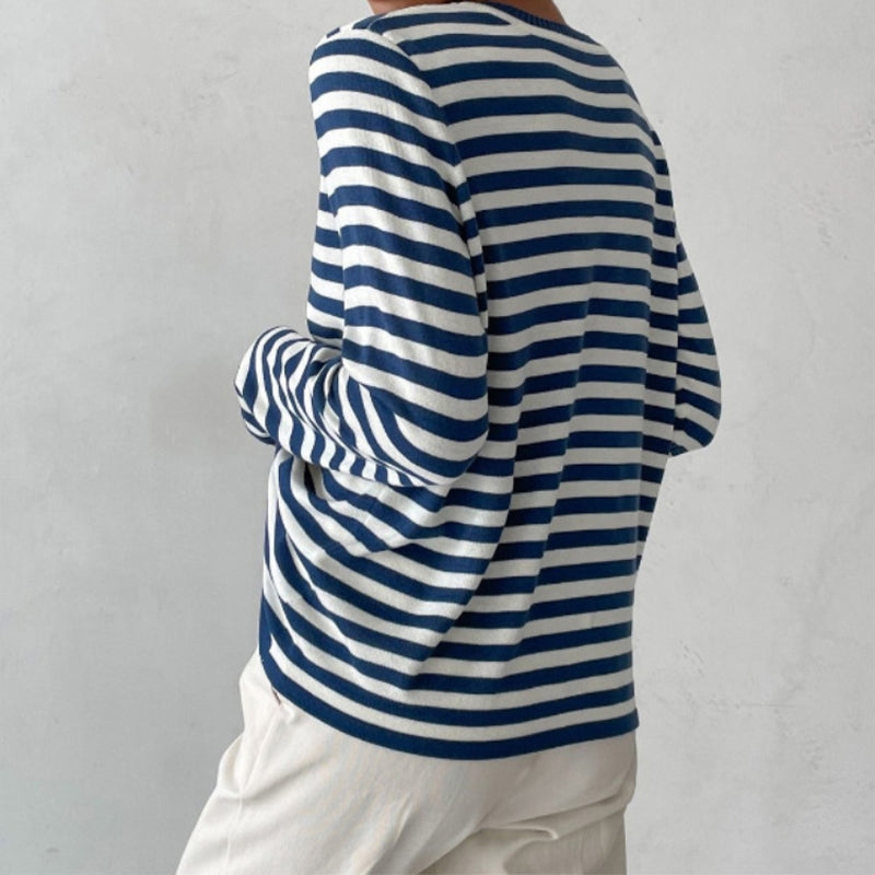 Pull rayé coupe décontractée pour femme