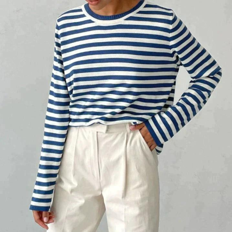 Pull rayé coupe décontractée pour femme