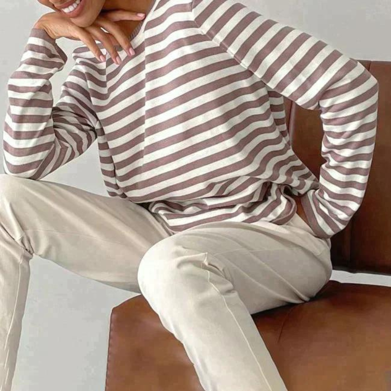 Pull rayé coupe décontractée pour femme