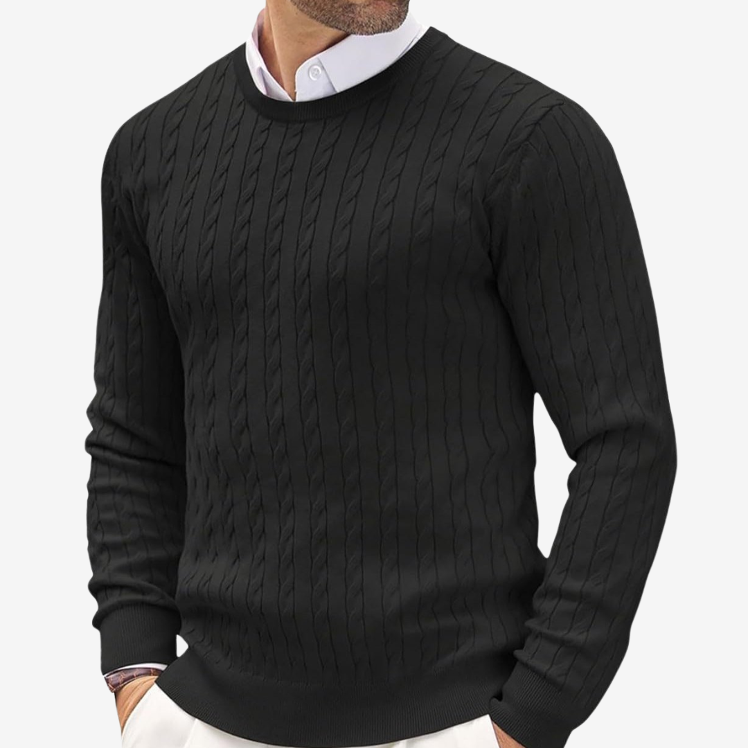 Pull torsadé à col rond pour homme