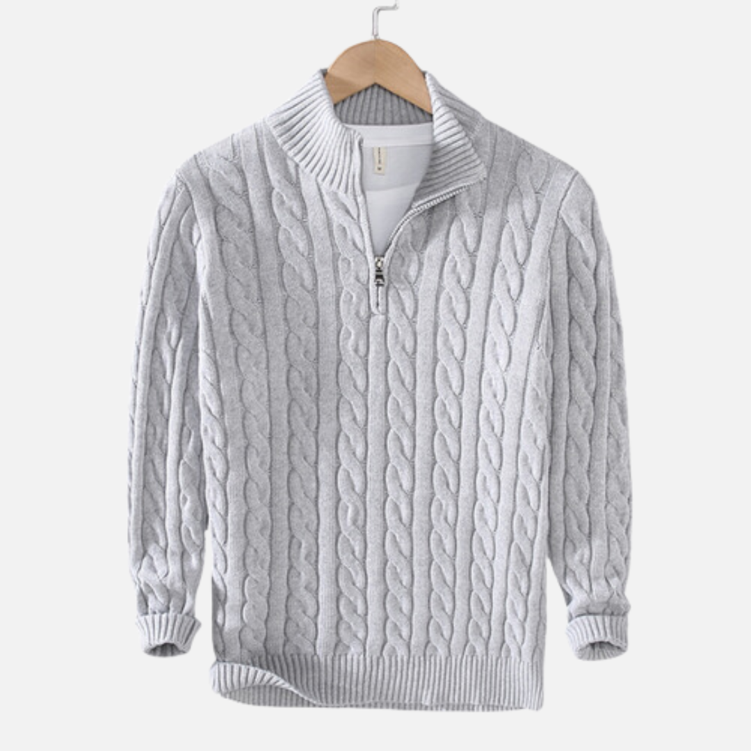 Pull torsadé à zip 1/4 pour homme