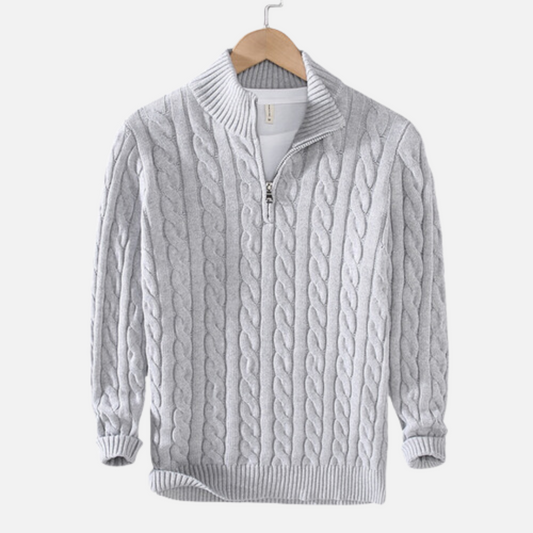 Pull torsadé à zip 1/4 pour homme