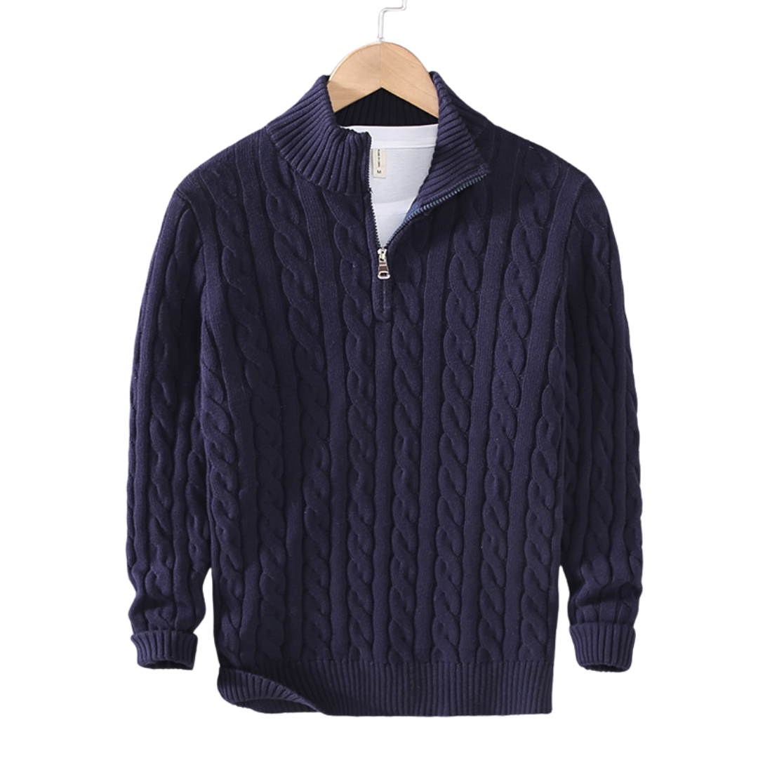 Pull torsadé à zip 1/4 pour homme